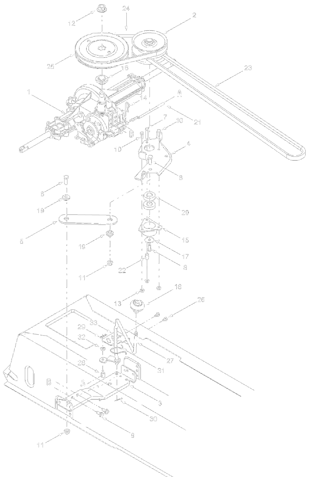 Drive Diagram and Parts List for 13AD685G700 2004 Yard Machines Lawn Tractor